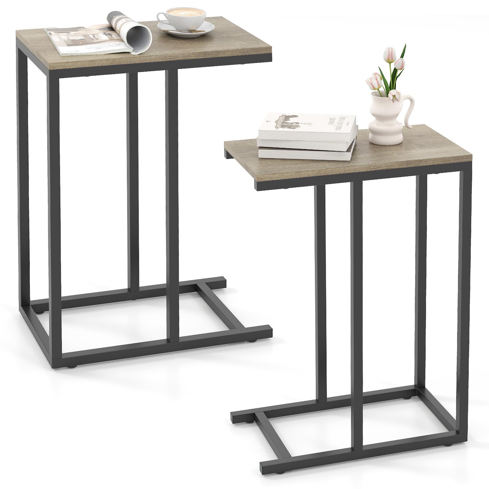 Tangkula Table d'appoint en C pour canapé et plateau de télévision